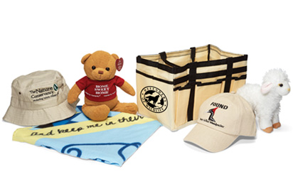 Back-end Freemiums - Fundraising Gift Ideas for Non-Profits, Businesses, and Corporations. Back-end fundraising gift blankets. hats, tote bags, and plush.